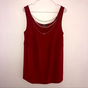 b. street red sleeveless blouse with necklace